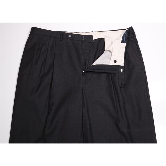 Saint Andrews Solid Charcoal Gray Pleated Wool Dress Pants 42x31 - Picture 5 of 7